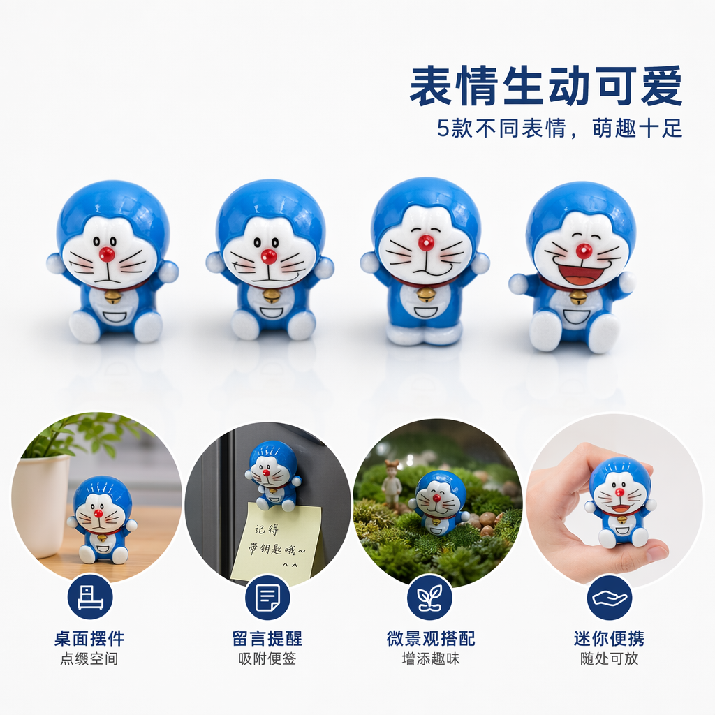 五个蓝色哆啦A梦毛绒玩偶正版授权可爱儿童抱枕