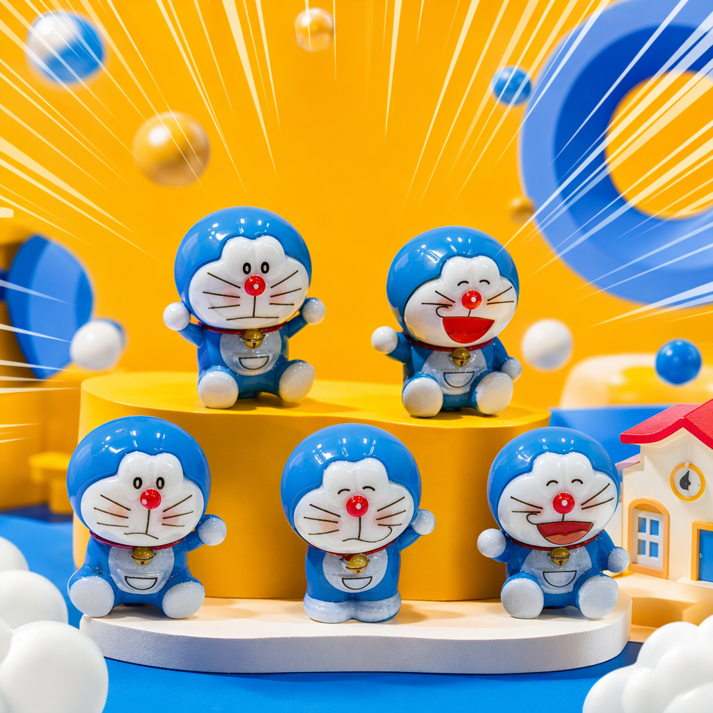 Five officially authorized blue Doraemon plush toys as cute children's throw pillows Specification image
