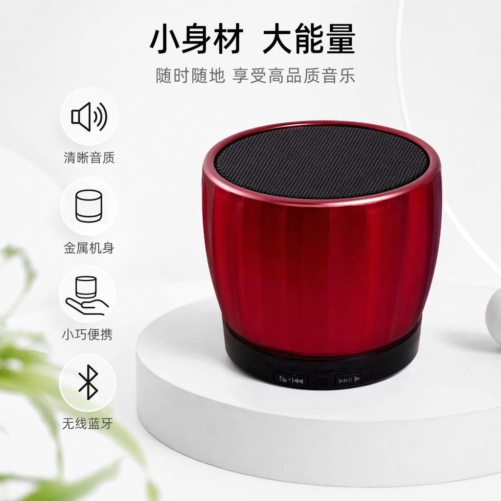 红色蓝牙音箱便携户外防水音响低音炮充电式