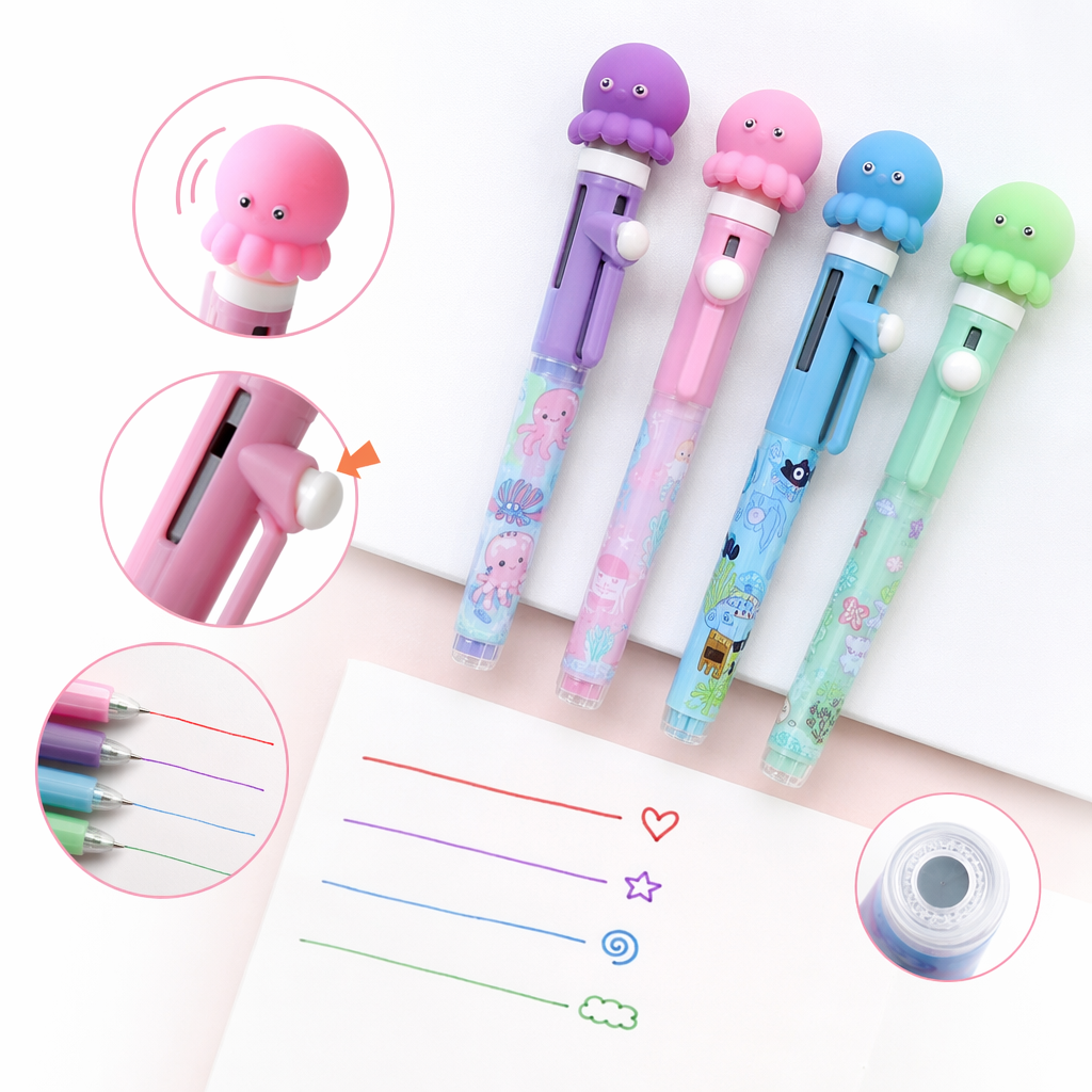 彩色章鱼造型创意中性笔可爱卡通学生文具