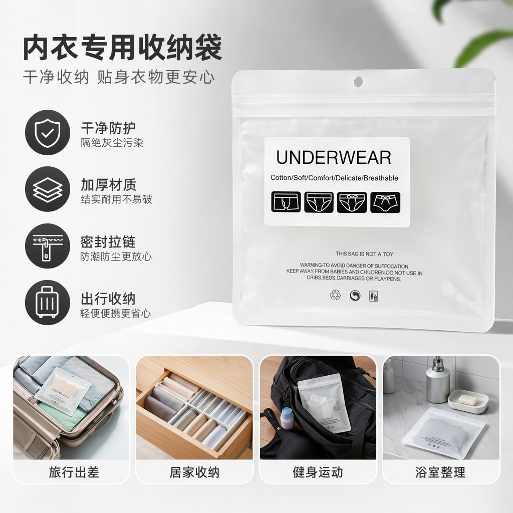 白色透明内衣包装塑料袋 防尘防潮加厚款 通用款