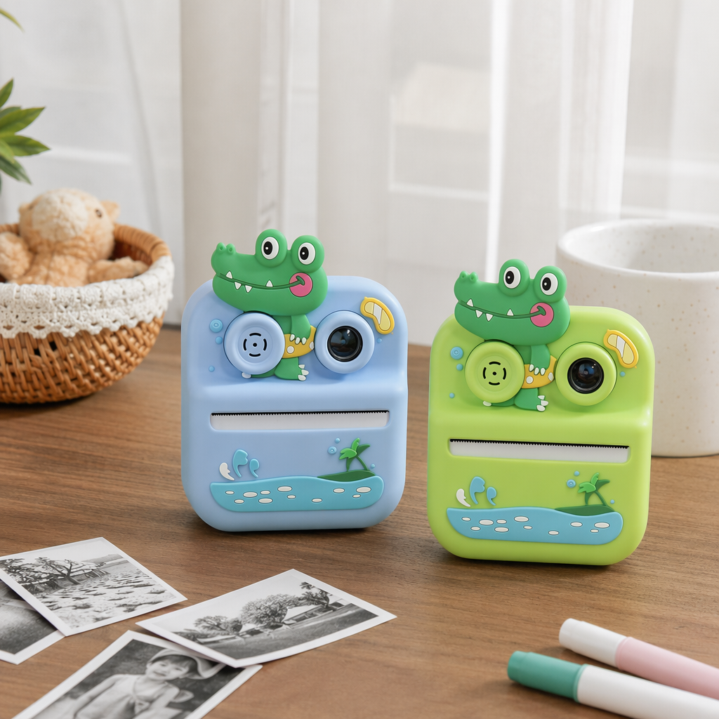 Blue and green crocodile-shaped children's printer details Picture