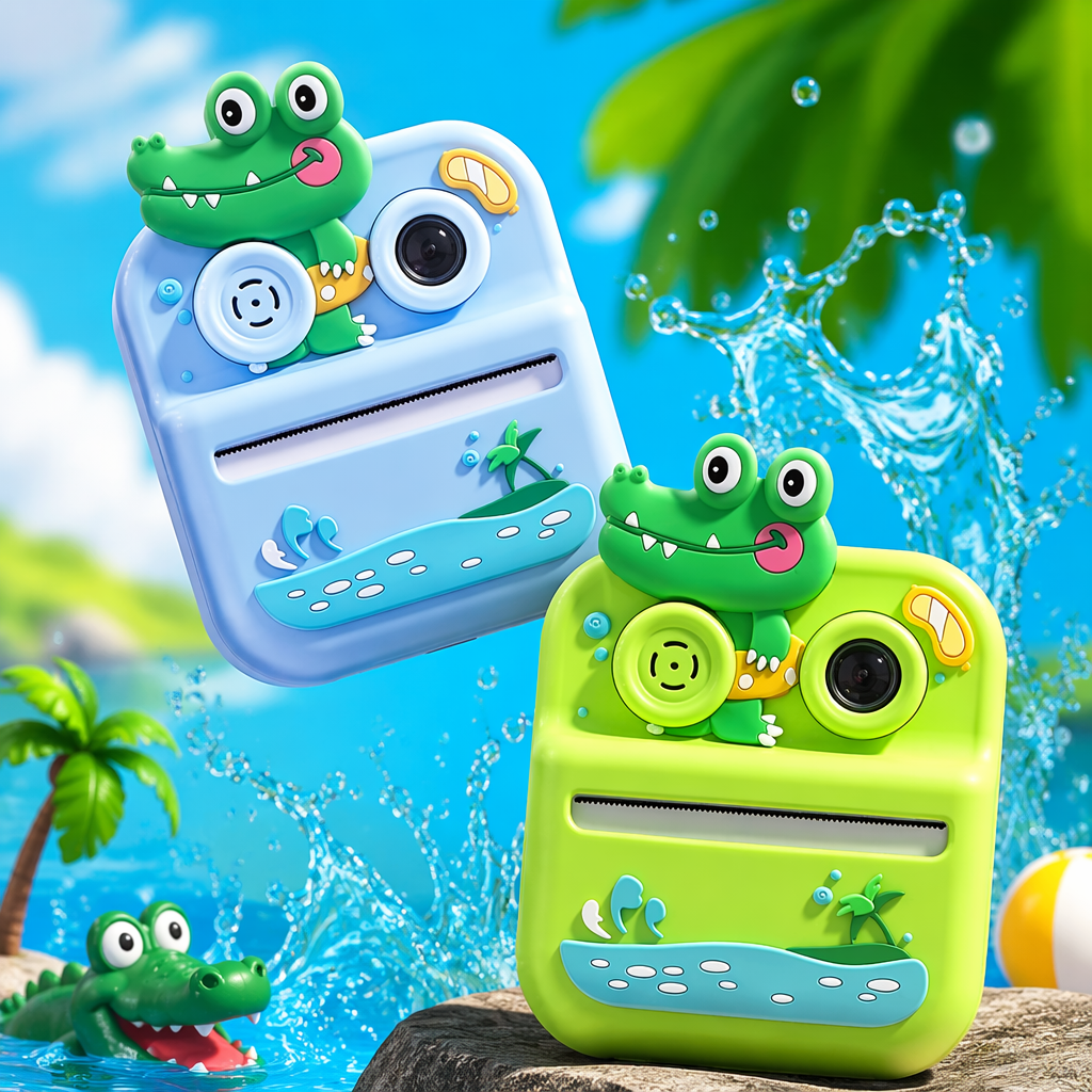 Blue and green crocodile-shaped children's printer Specification image