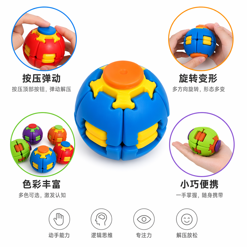 彩色拼接球体益智玩具 儿童早教动手能力训练