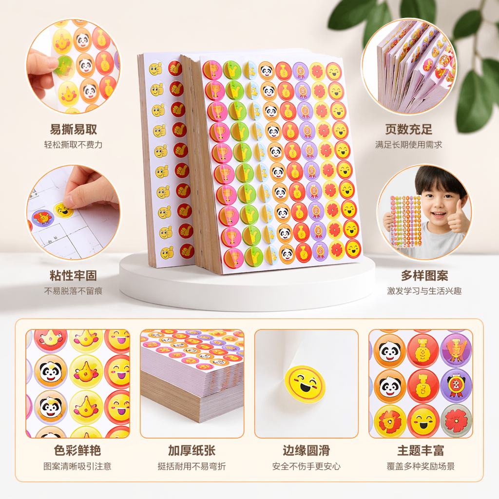 彩色圆形贴纸 儿童手工DIY装饰贴画创意趣味不干胶