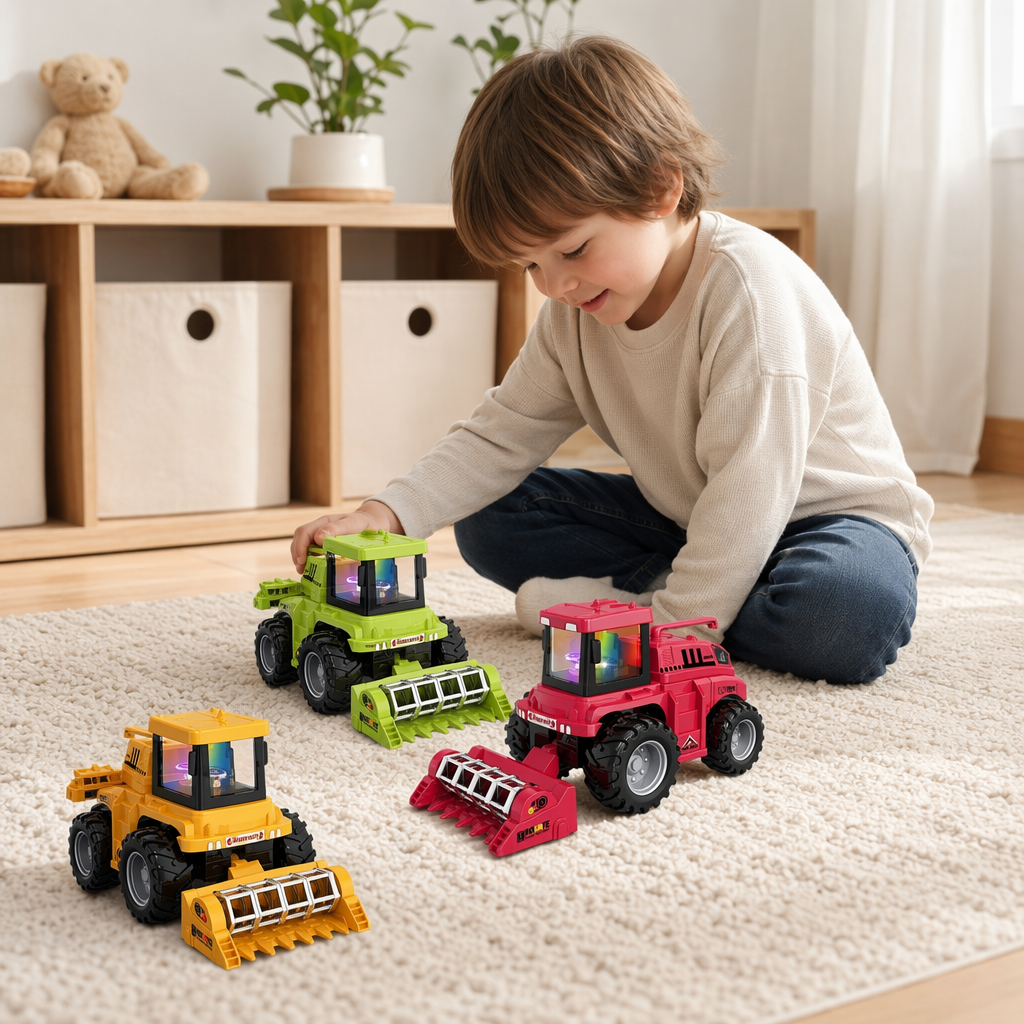 Yellow farmer harvester toy model children's educational assembly toy details Picture
