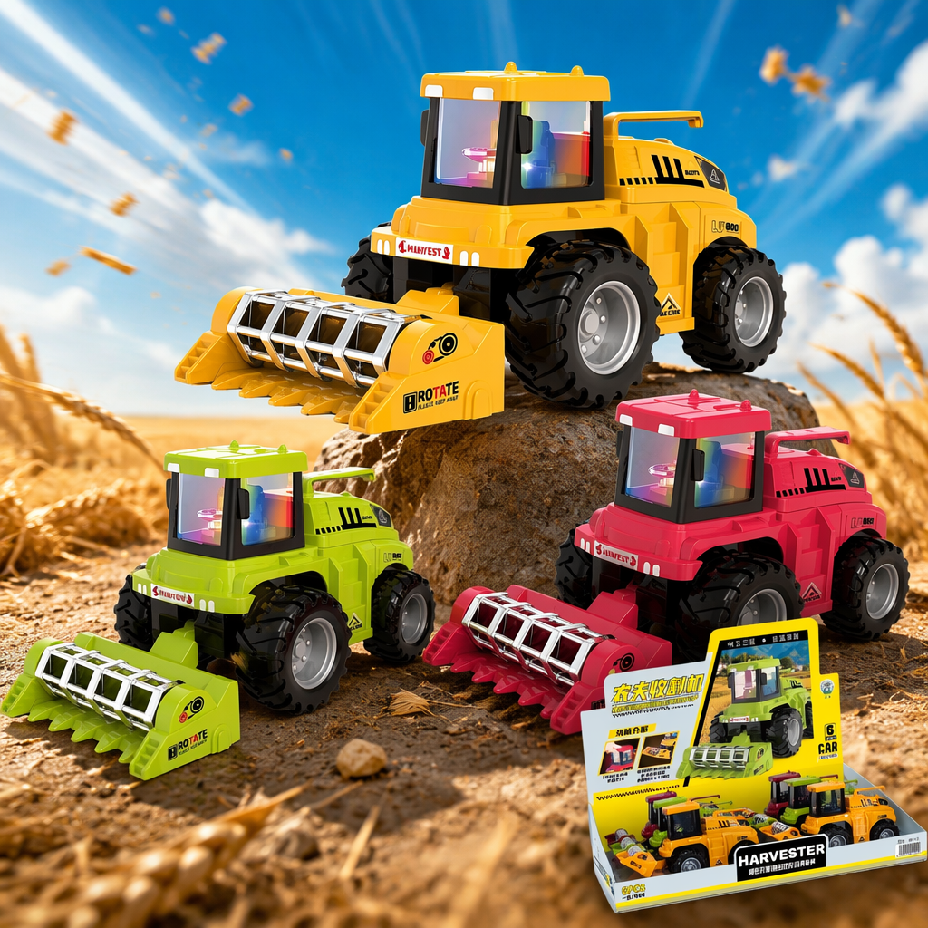 Yellow farmer harvester toy model children's educational assembly toy Specification image