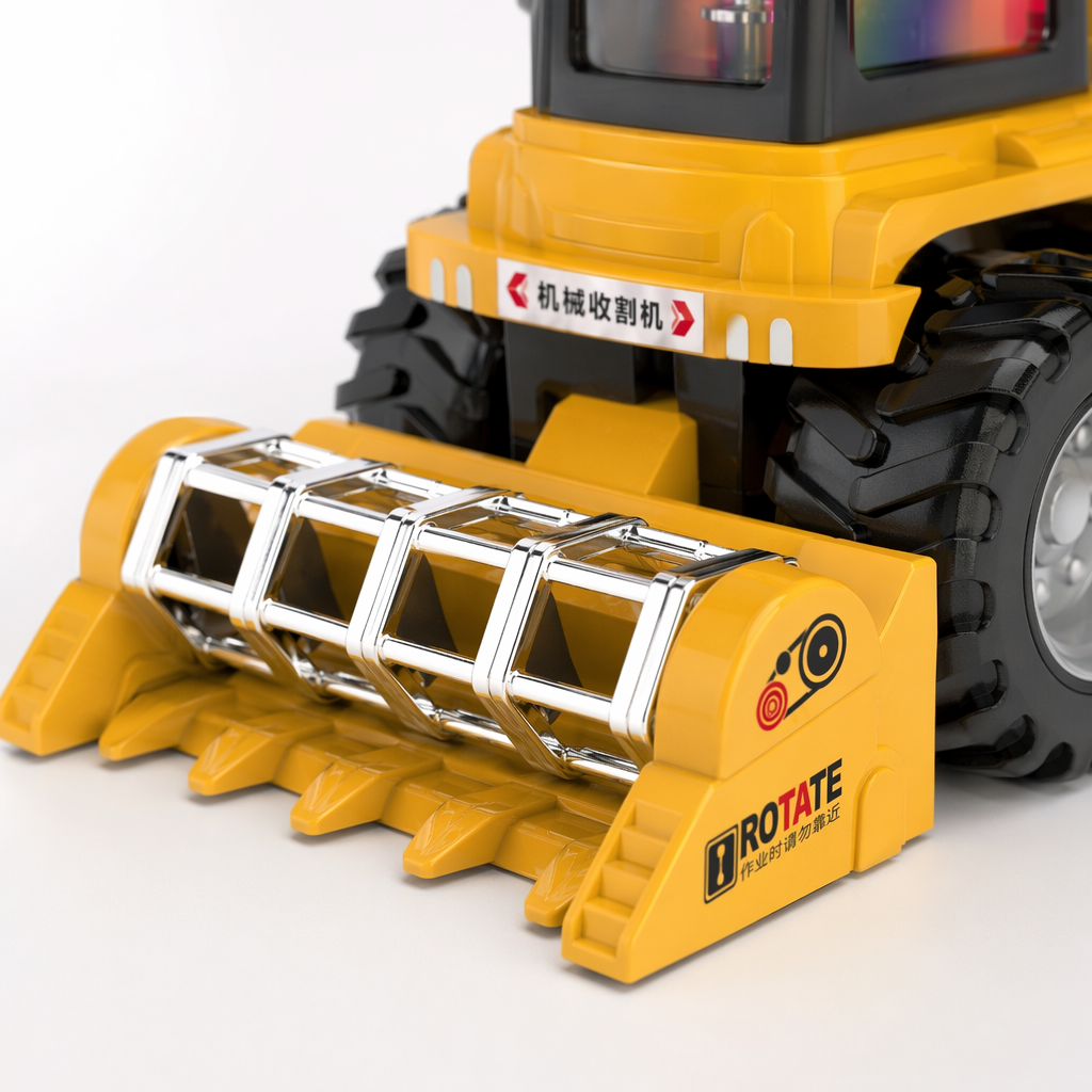 Yellow farmer harvester toy model children's educational assembly toy Application Scenario