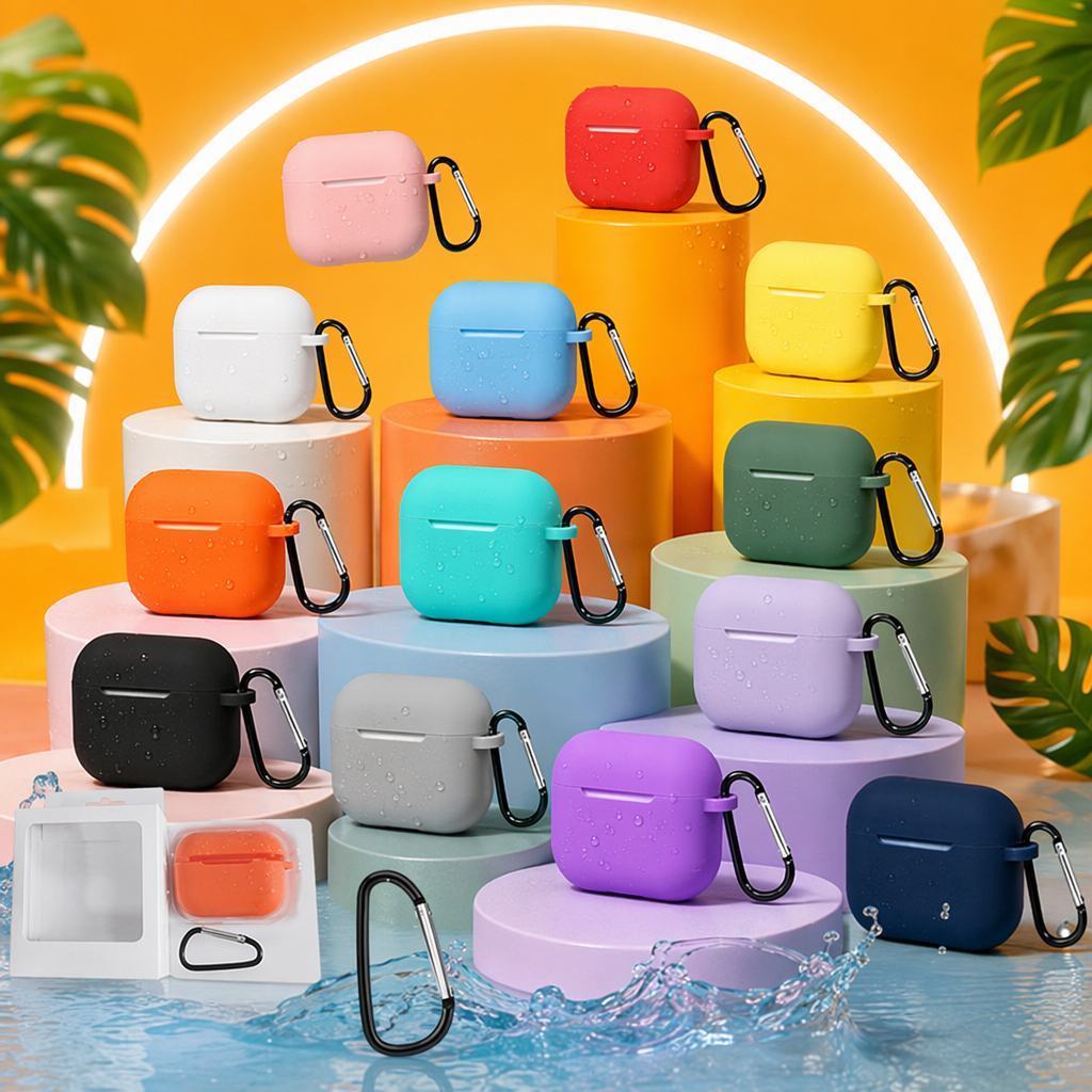 وتشحن الكهرباء لاسلكيا في قشرة السيليكا الملونة AirPODS Prop3 مع مقاومة فقدان الجسم Specification image