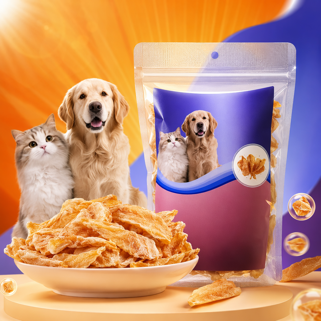 Sanmow peets food Transparent plastic bag Pet chicken Breast slices Golden Retriever Cat pattern 180g Specification image