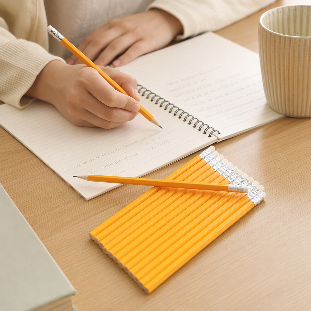 Orange wooden pencils for 2B drawing, special stationery for students' exams details Picture
