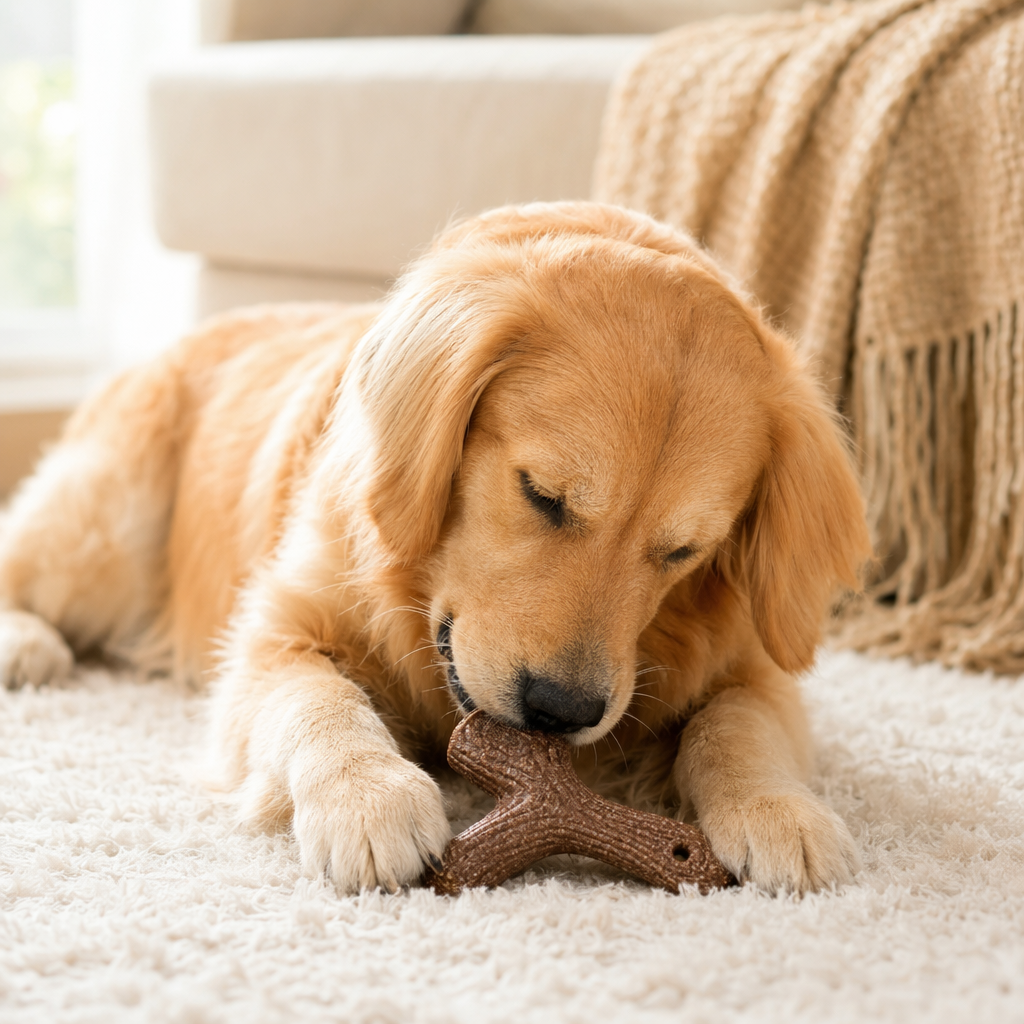 Imprinted Antler small enticing pet toy, durable, tooth-cleaning, suitable for dogs, with added rice material, safe to chew details Picture