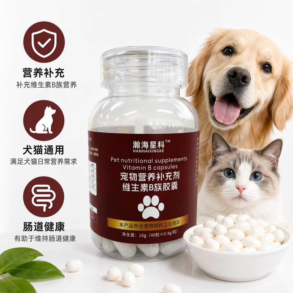 Hanhai Xingke Transparent Bottle Pet Nutritional Supplement Vitamin B Complex Capsules 40 Capsules