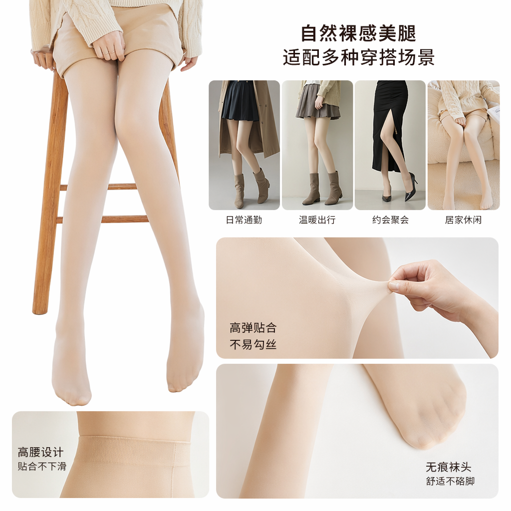 米色光腿袜女显瘦修身弹力薄款夏季裸感腿部穿搭