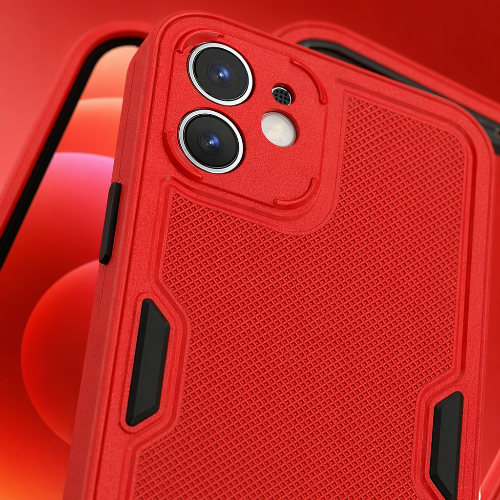 The red phone case is a universal anti-drop soft silicone protective cover for Apple, Huawei and Xiaomi Application Scenario
