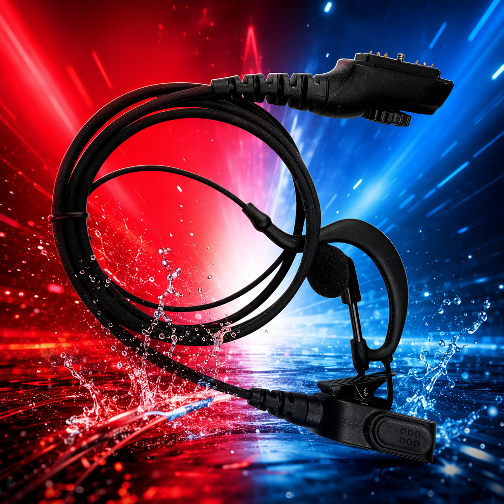 Multi-pin side-insertion digital dedicated walkie-talkie, K-head ear-hook walkie-talkie headphones, black ear-hook microphone cable, noise reduction, high-definition communication, compatible with multiple devices Specification image