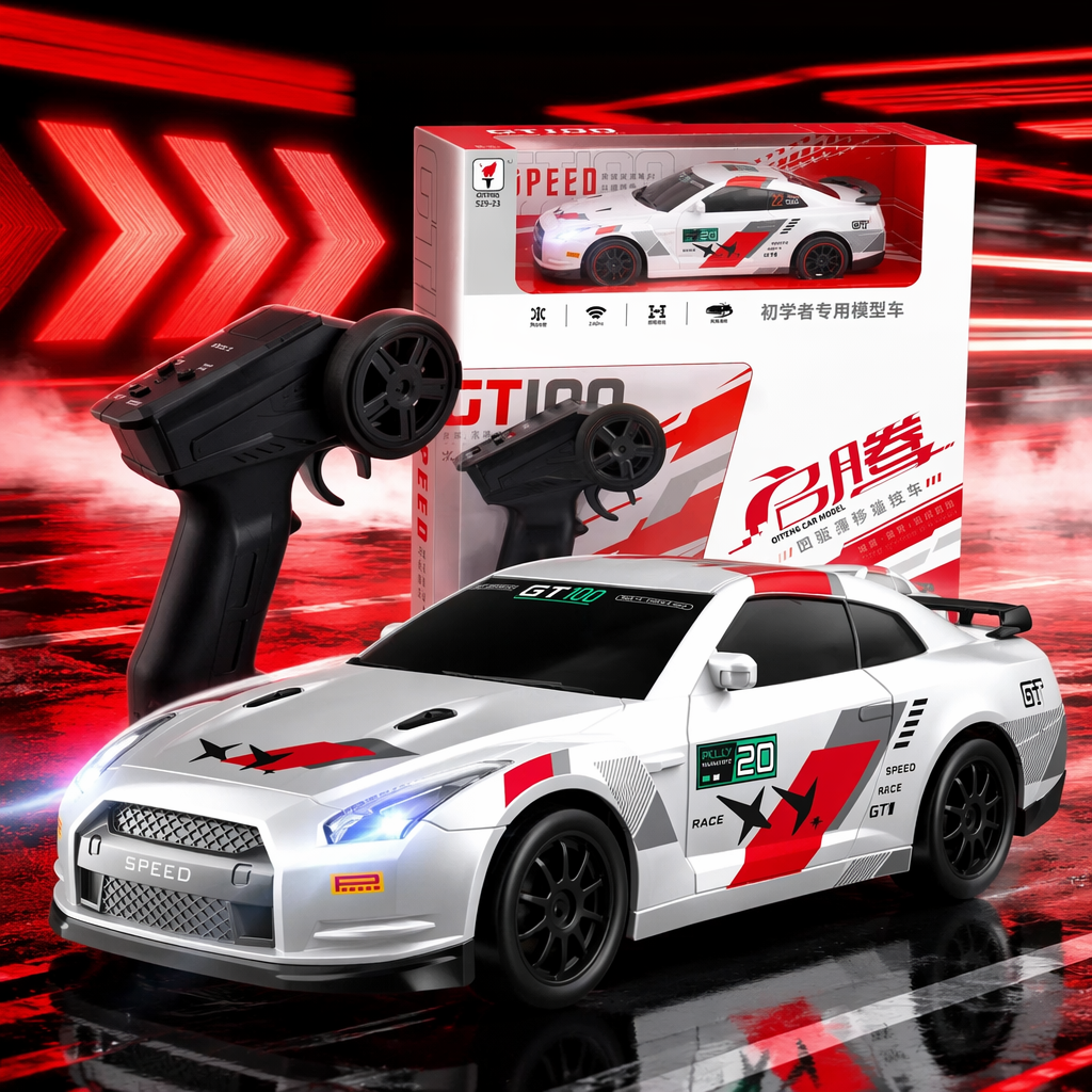 白色遥控赛车儿童玩具电动模型车遥控器配电池 Specification image