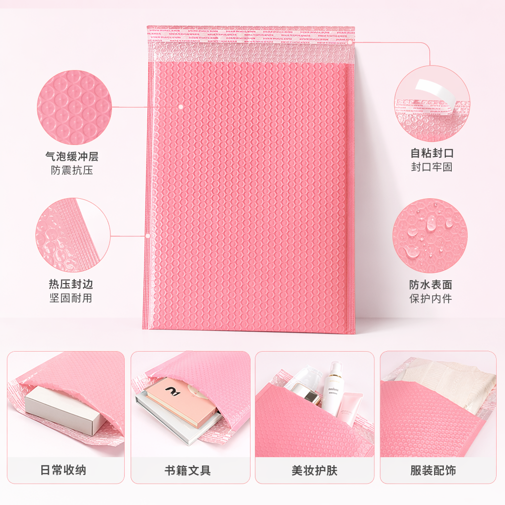 加厚粉色气泡袋防震缓冲包装袋快递邮寄专用