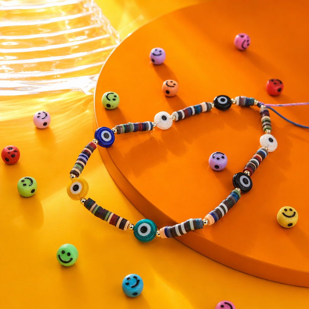 Colorful beaded mobile phone lanyard, a personalized and fashionable anti-loss pendant with adjustable length Specification image