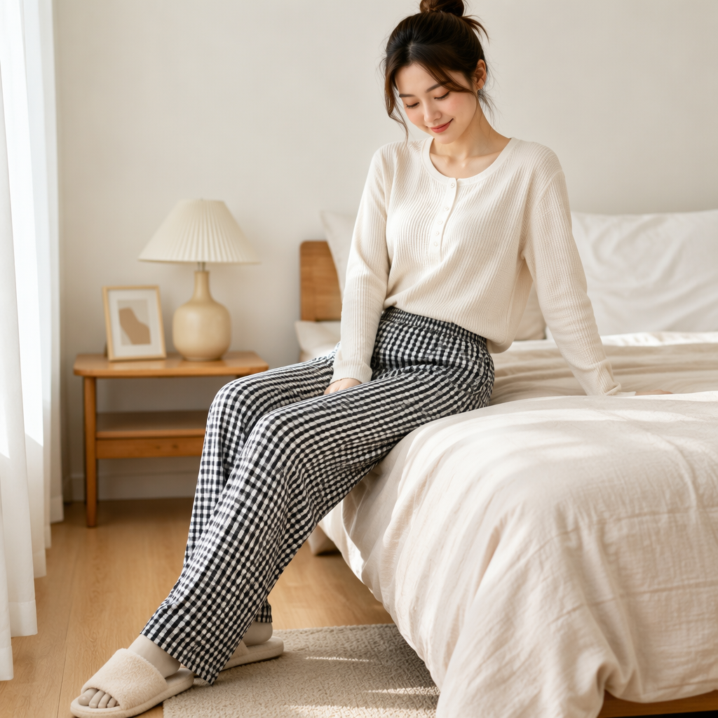 Plaid casual pants are available in multiple colors. Soft and skin-friendly, 90% polyester and 10% spandex. Item number: 2819 details Picture