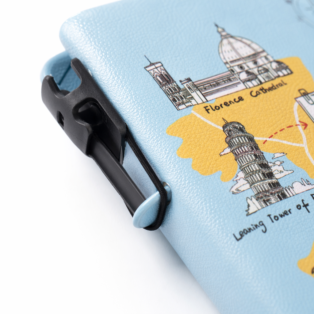 Light blue Italian City landmark illustration travel notebook City Italy Memories White keyboard scene Application Scenario