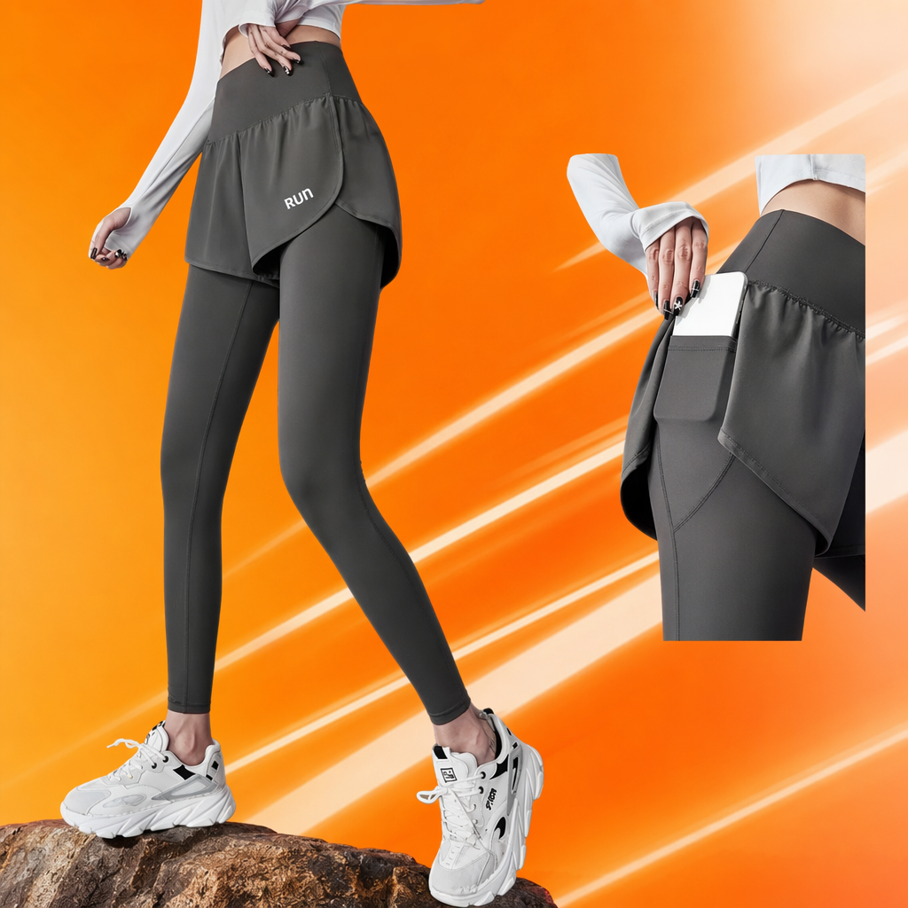 A casual, loose and slimming two-piece grey sportswear skirt set for women Specification image