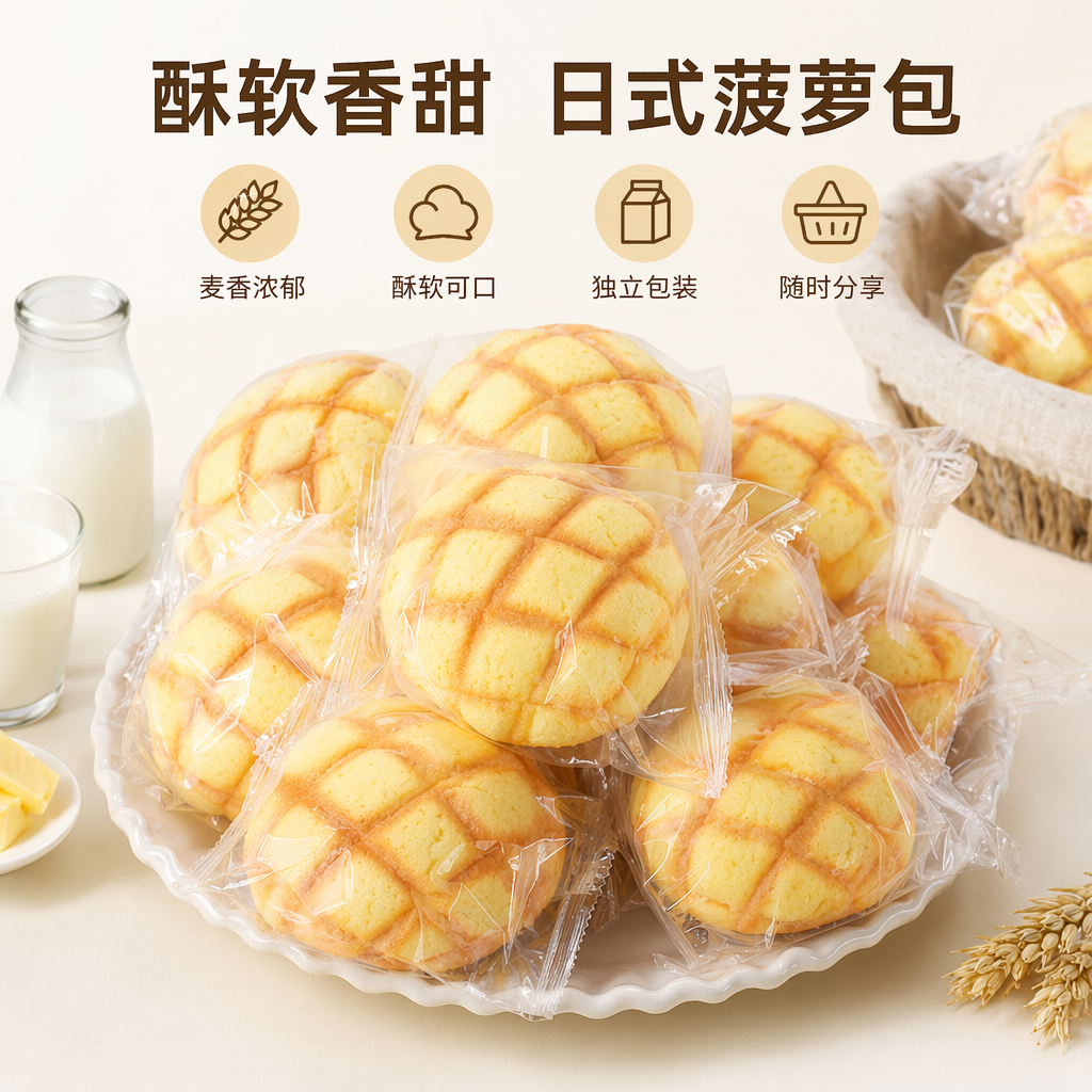 黄色网格纹面包 粗粮烘焙松软口感早餐代餐