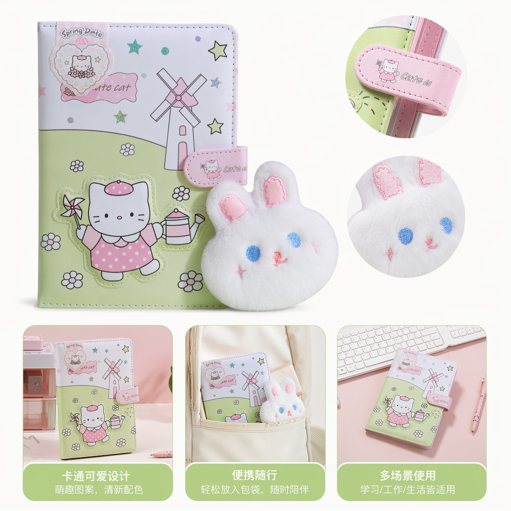 Hello Kitty pink series windmill cat star flower notebook cover water bottle pattern