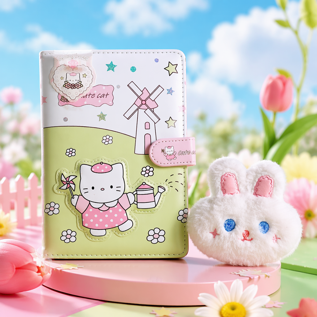 Hello Kitty pink series windmill cat star flower notebook cover water bottle pattern Specification image