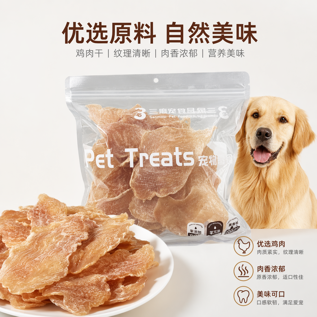 透明袋装宠物零食 猫狗通用 零添加肉干磨牙零食