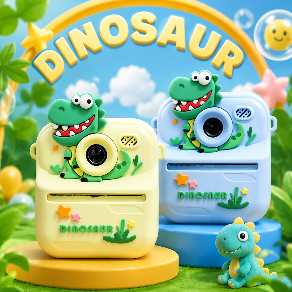 Yellow dinosaur camera and blue dinosaur camera children's educational photo-taking toys Specification image