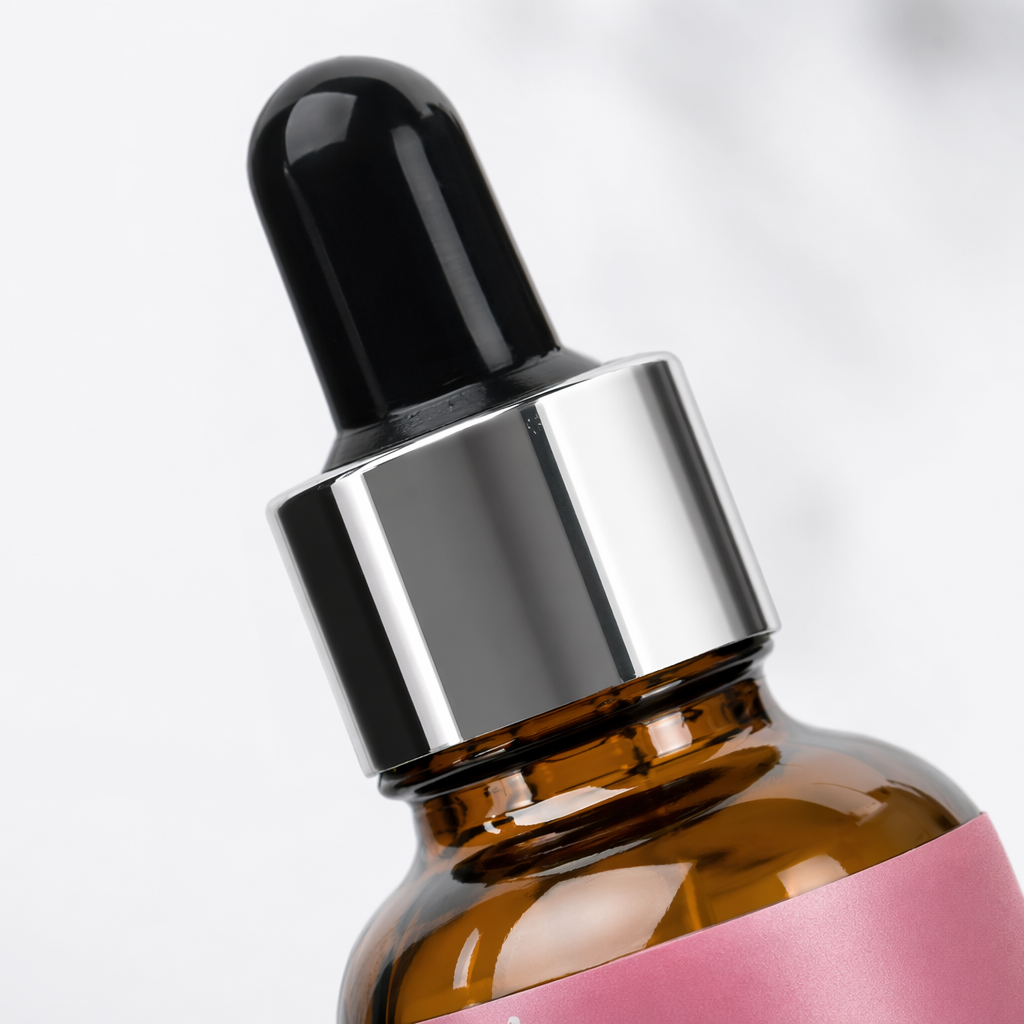 Pink label, brown glass dropper bottle, 30ml laboratory-grade corrosion-resistant essential oil portioning bottle Application Scenario