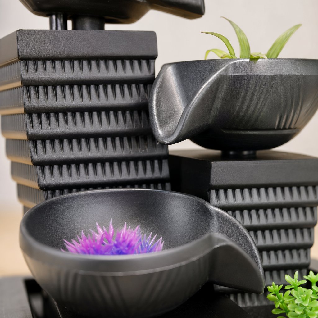 New desktop water flow decorative items, office desktop fountain, indoor Zen-like wealth-attracting water flow decoration, three bowls Application Scenario