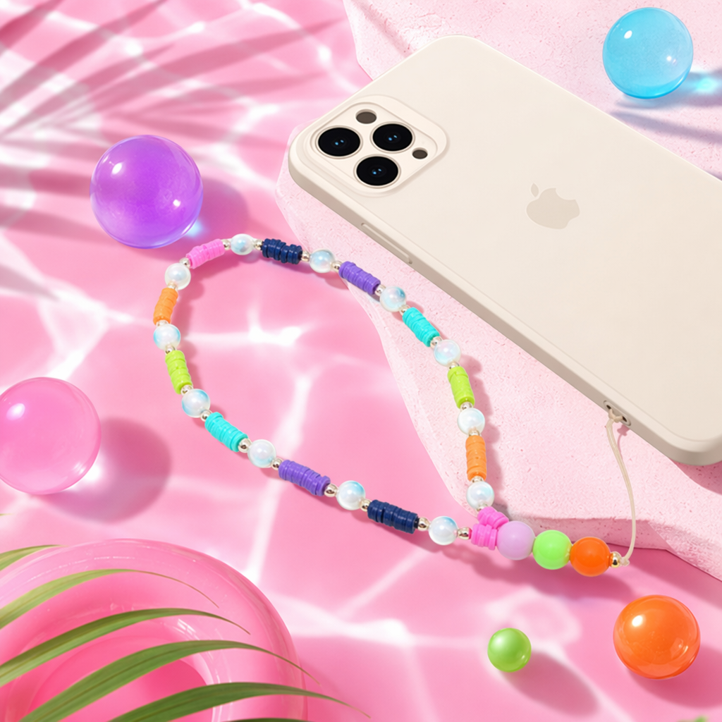 彩色珠子手机挂绳时尚个性防丢手链式挂饰 Specification image