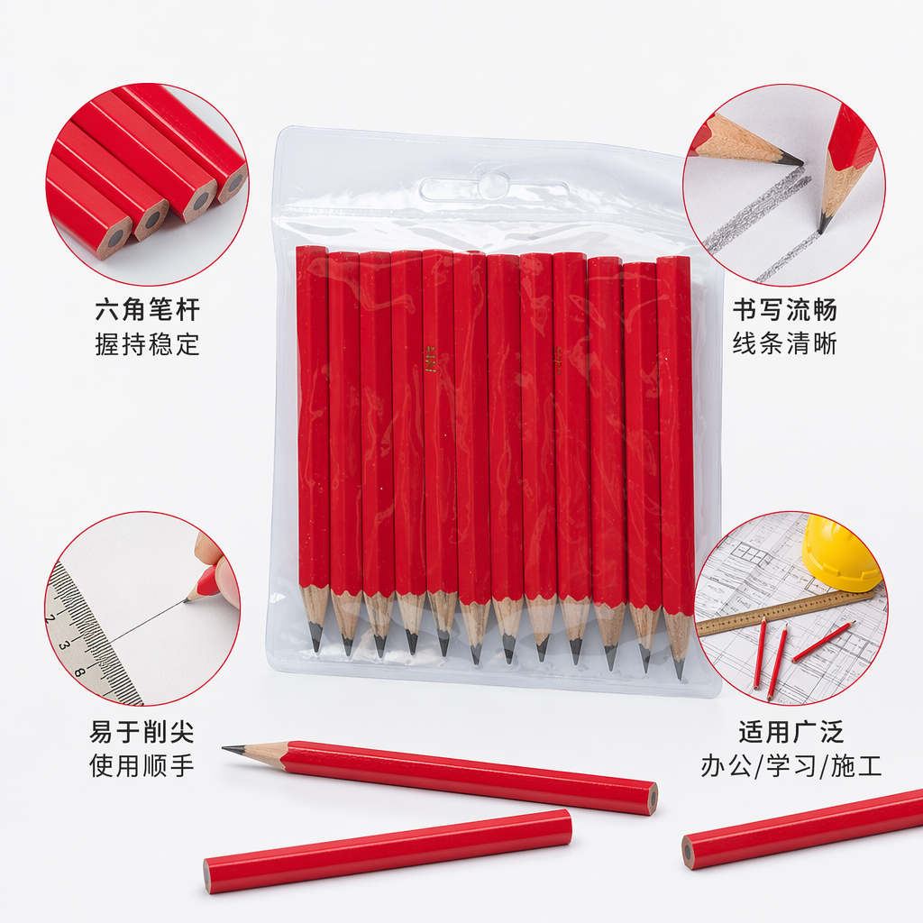 Red pencil, a special drawing and writing pencil for students, with an eco-friendly wooden lead core full image
