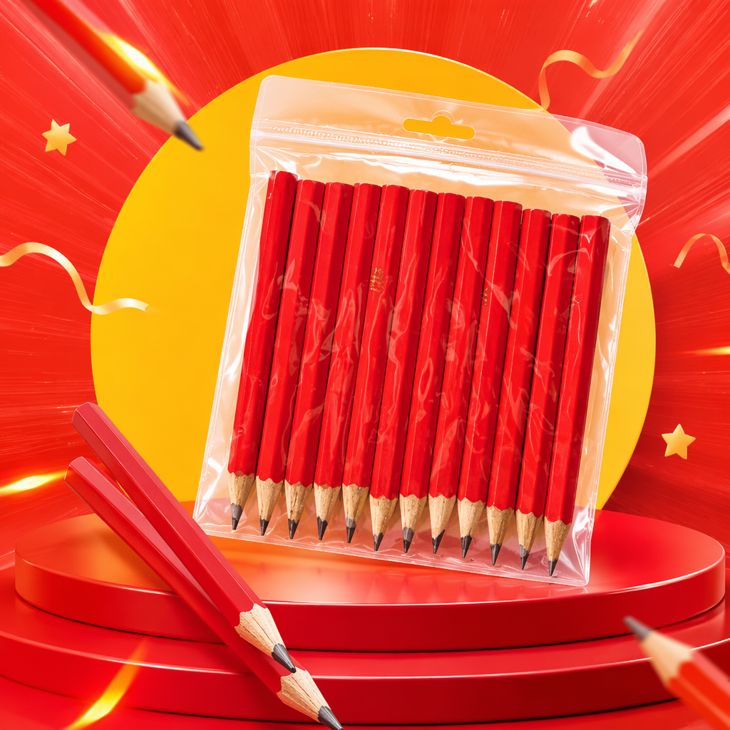 Red pencil, a special drawing and writing pencil for students, with an eco-friendly wooden lead core Specification image