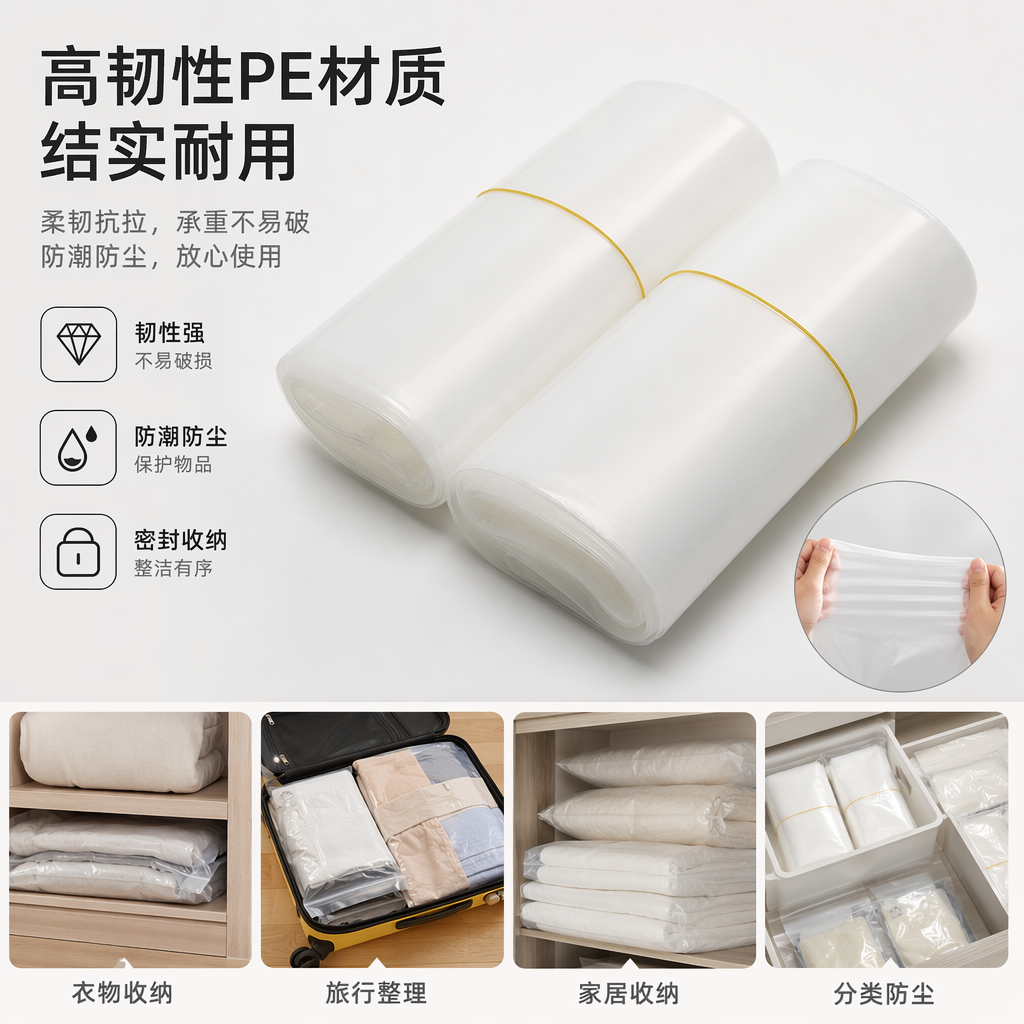 白色塑料袋卷 加厚耐用 卷装环保购物袋 家用厨房收纳袋