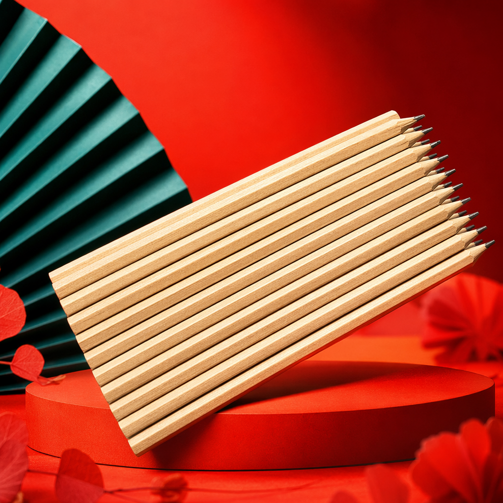 Light-colored wooden pencils, natural wood sketching, drawing and writing stationery Specification image