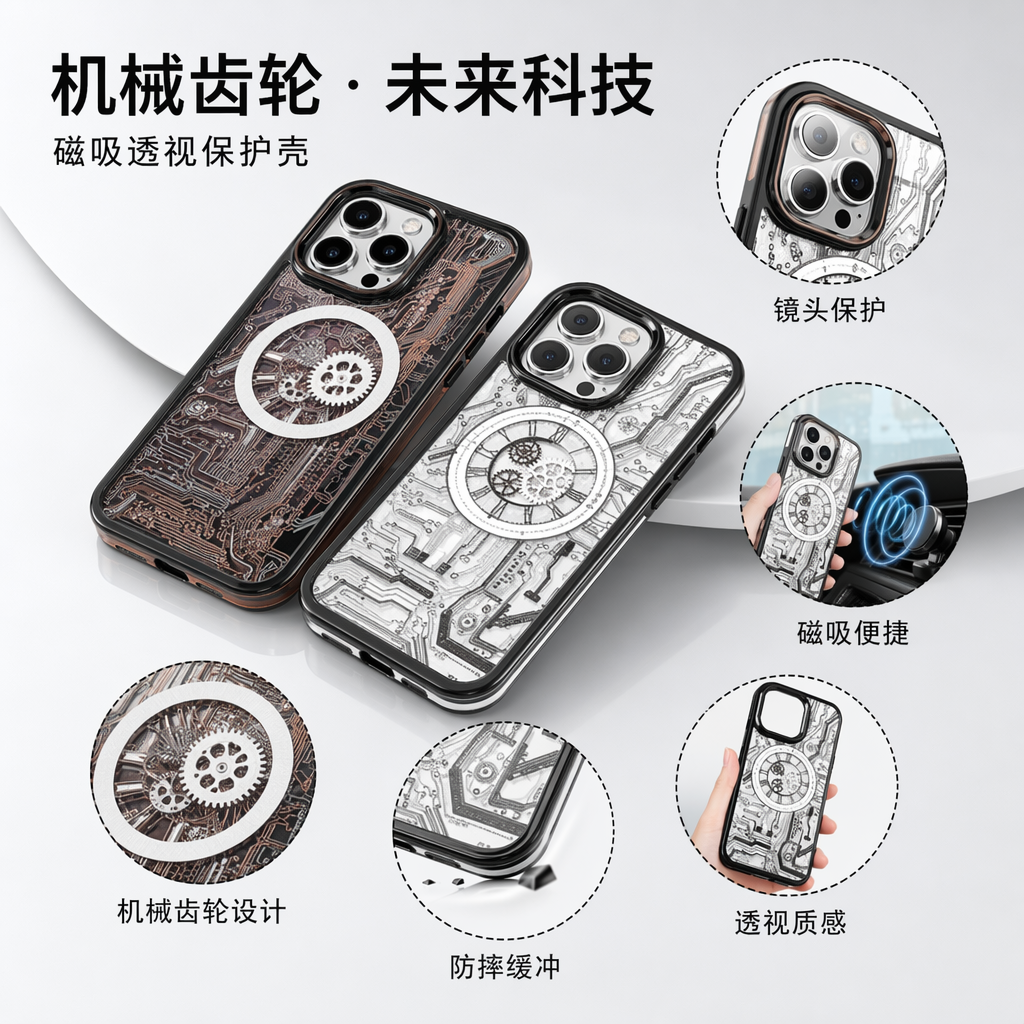 黑色手机壳 适用苹果华为小米通用防摔磨砂软硅胶保护套