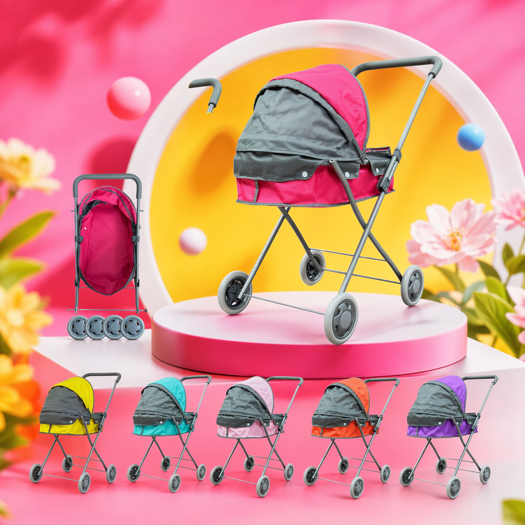 Pink pure Oxford 600D cloth trolley iron frame portable folding shopping cart Specification image