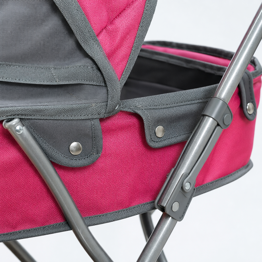 Pink pure Oxford 600D cloth trolley iron frame portable folding shopping cart Application Scenario