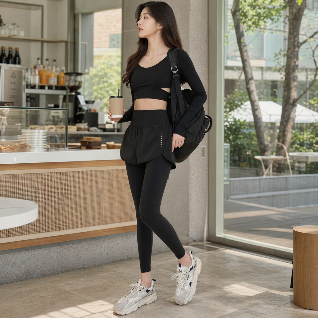 Black sportswear set with figure print, slim and quick-drying, unisex details Picture