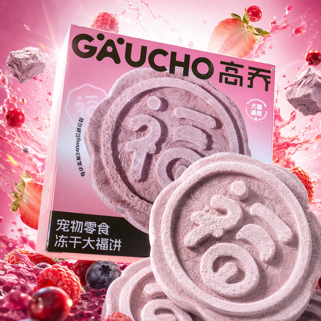 Pink packaging box pet snack freeze-dried Da Fu pie, specially designed for cats and dogs, high protein and low fat Specification image