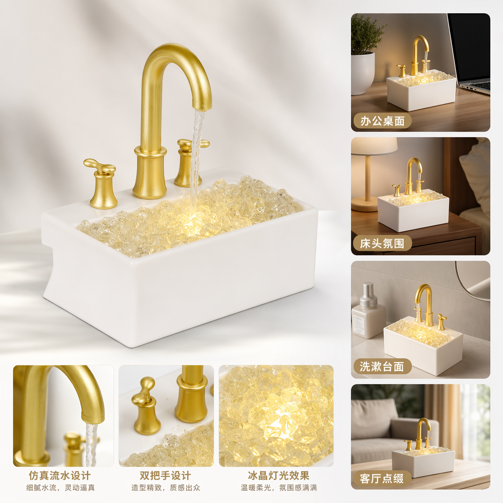 Living room, home, office, desktop, small fountain, flowing water display, landscape decoration, handicrafts