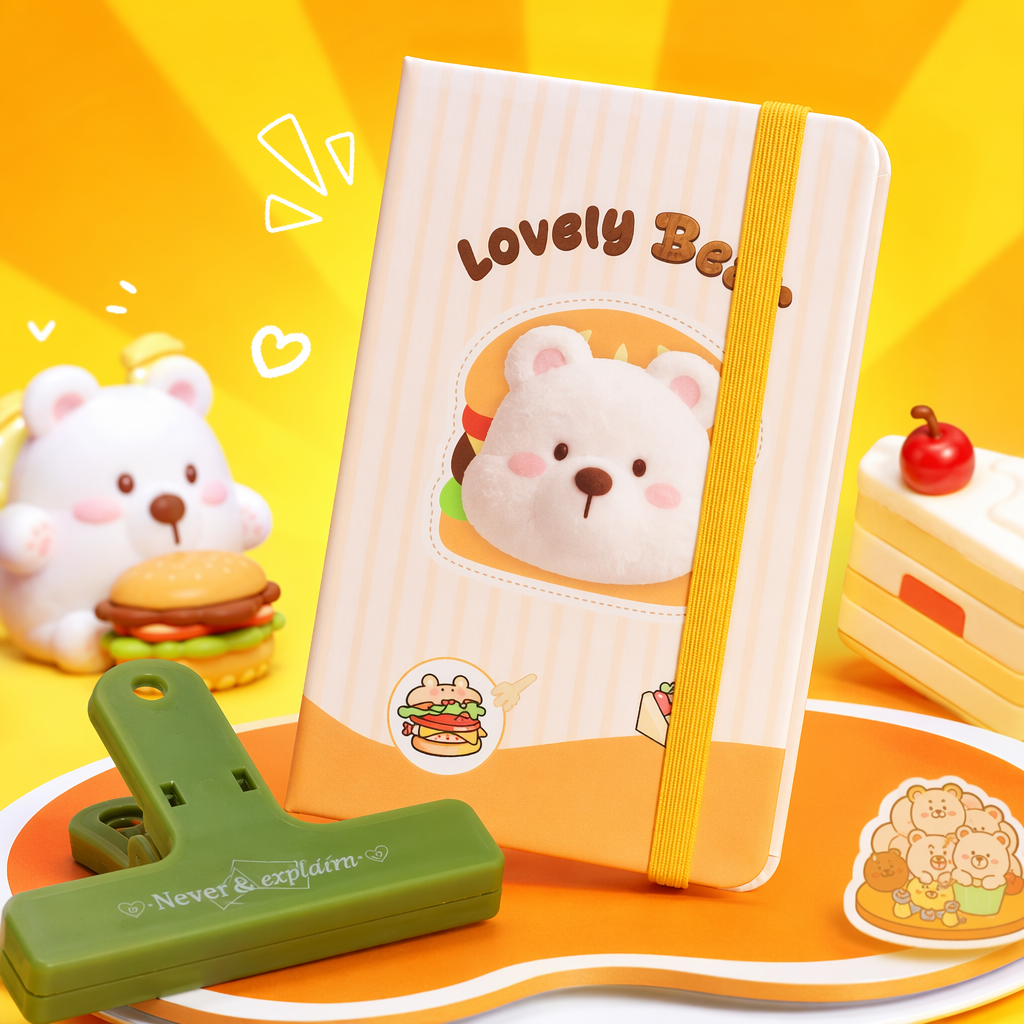 条纹封面小熊图案笔记本简约学生手账本 Specification image