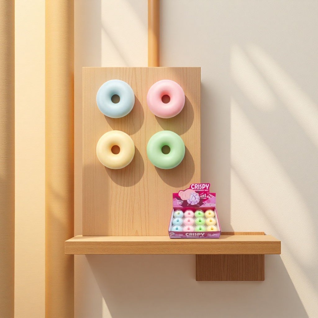 Colorful donut-shaped snacks are cute and cartoonish sweet casual treats details Picture