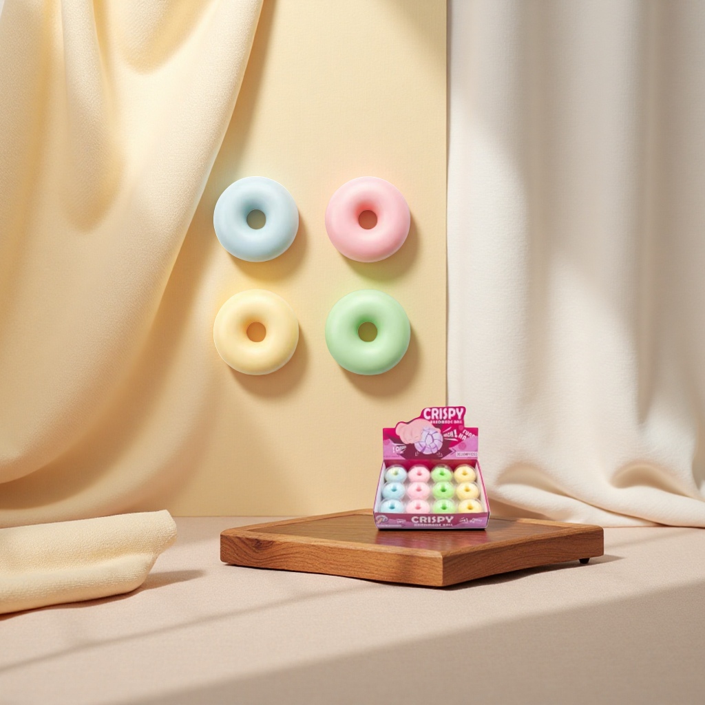 Colorful donut-shaped snacks are cute and cartoonish sweet casual treats Application Scenario