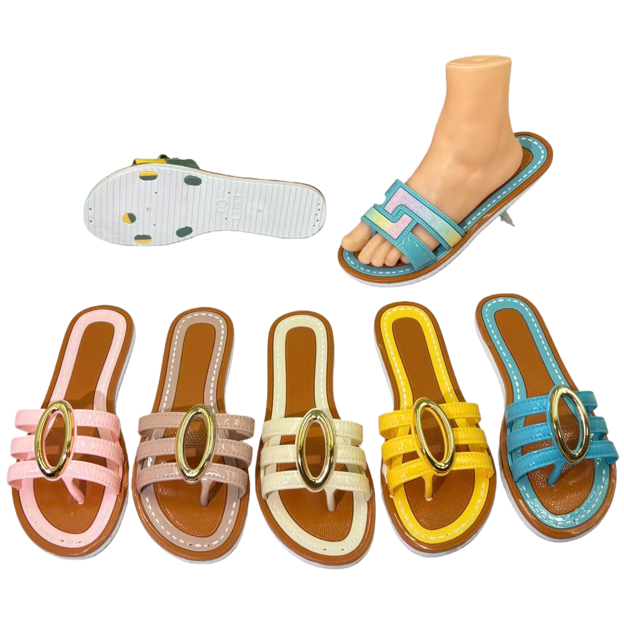 Colorful sandal women's summer new fashionable, versatile, anti-slip soft-soled casual beach shoes Item Picture