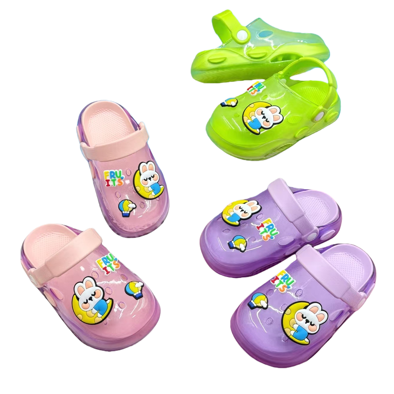 Colorful children's crocs are summer anti-slip, breathable and lightweight walking sandals suitable for both boys and girls Item Picture