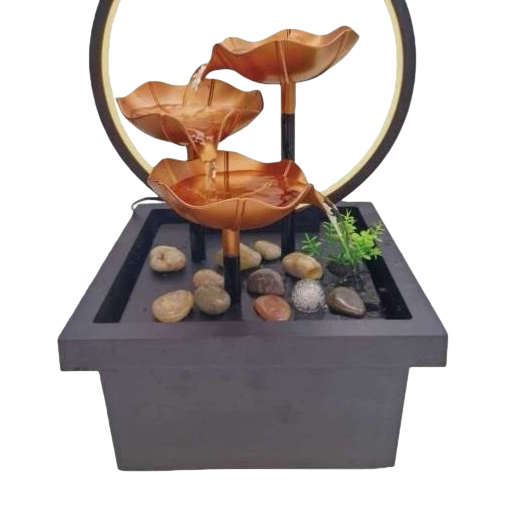 New fountain office desktop water flow ornament, creative lotus leaf water flow decoration with lighting, Zen water flow ornament Item Picture